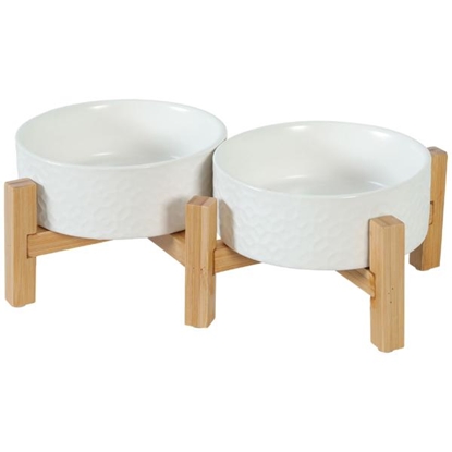 Picture of Keramo Stoneware Pet Bowl – Elegant Ceramic Bowl with Bamboo